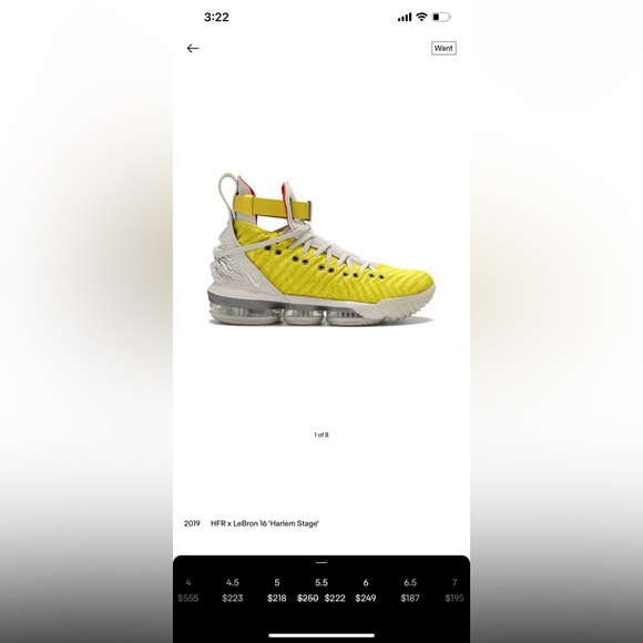 Lebron 16 XVI Harlem Fashion Row HFR DS Size 7 “Yellow” - Picture 5 of 5